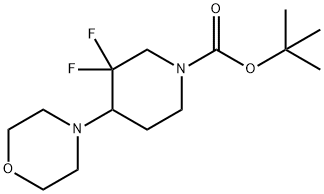 1-Piperidinecarboxylic acid, 3,3-difluoro-4-(4- morpholinyl)-, 1,1-dimethylethyl ester 化学構造式