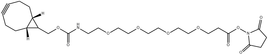 5,8,11,14-Tetraoxa-2-azaheptadecanedioic acid, 1-[(1R,8S)-bicyclo[6.1.0]non-4-yn-9-ylmethyl] 17-(2,5-dioxo-1-pyrrolidinyl) ester Struktur