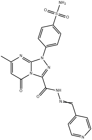 1,2,4-Triazolo[4,3-a]pyrimidine-3-carboxylic acid, 1-[4-(aminosulfonyl)phenyl]-1,5-dihydro-7-methyl-5-oxo-, 2-(4-pyridinylmethylene)hydrazide Struktur