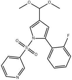 Pyridine, 3-[[4-(dimethoxymethyl)-2-(2-fluorophenyl)-1H-pyrrol-1-yl]sulfonyl]- 化学構造式