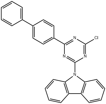 9H-Carbazole, 9-(4-[1,1'-biphenyl]-4-yl-6-chloro-1,3,5-triazin-2-yl)- 化学構造式