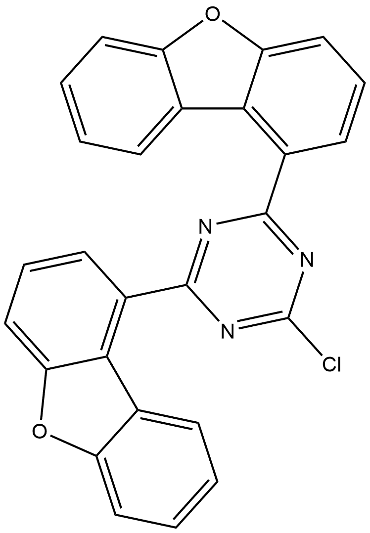 2-Chloro-4,6-bis(dibenzo[b,d]furan-1-yl)-1,3,5-triazine 化学構造式