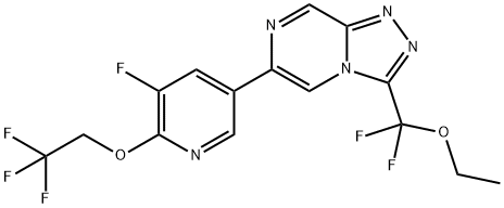 1,2,4-Triazolo[4,3-a]pyrazine, 3-(ethoxydifluoromethyl)-6-[5-fluoro-6-(2,2,2-trifluoroethoxy)-3-pyridinyl]- Struktur
