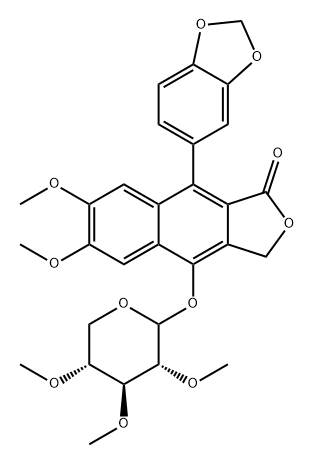 Naphtho[2,3-c]furan-1(3H)-one, 9-(1,3-benzodioxol-5-yl)-6,7-dimethoxy-4-[(2,3,4-tri-O-methyl-D-xylopyranosyl)oxy]- (9CI)