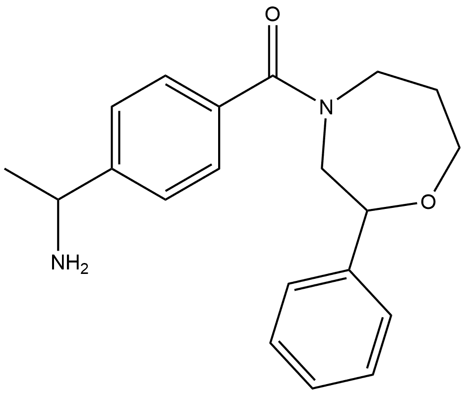 4-(1-aminoethyl)phenyl]-(2-phenyl-1,4-oxazepan-4-yl)methanone 结构式