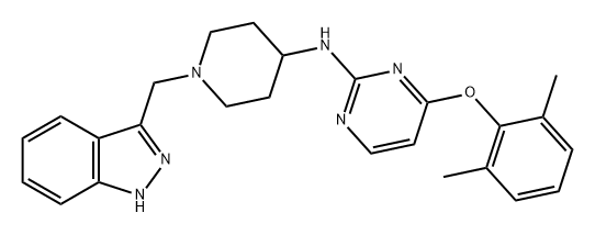 2-Pyrimidinamine, 4-(2,6-dimethylphenoxy)-N-[1-(1H-indazol-3-ylmethyl)-4-piperidinyl]- Structure