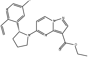 ETHYL (R)-5-(2-(5-FLUORO-2-VINYLPYRIDIN-3-YL)PYRROLIDIN-1-YL)PYRAZOLO[1,5-A]PYRIMIDINE-3-CARBOXYLATE,2396517-29-4,结构式