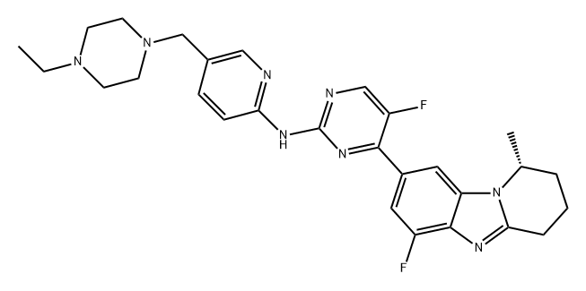 2397678-18-9 2-Pyrimidinamine, N-[5-[(4-ethyl-1-piperazinyl)methyl]-2-pyridinyl]-5-fluoro-4-[(1R)-6-fluoro-1,2,3,4-tetrahydro-1-methylpyrido[1,2-a]benzimidazol-8-yl]-