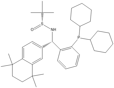 S(R)]-N-[(S)-[2-(二环己基膦)苯基](5,6,7,8-四氢-5,5,8,8-四甲基-2-萘基)甲基]-2-叔丁基亚磺酰胺 结构式