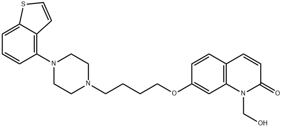 2(1H)-Quinolinone, 7-[4-(4-benzo[b]thien-4-yl-1-piperazinyl)butoxy]-1-(hydroxymethyl)- 化学構造式