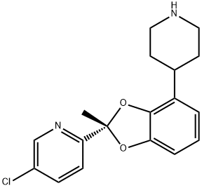 Pyridine, 5-chloro-2-[(2S)-2-methyl-4-(4-piperidinyl)-1,3-benzodioxol-2-yl]- 化学構造式