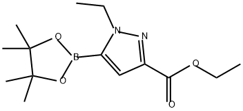 1H-Pyrazole-3-carboxylic acid, 1-ethyl-5-(4,4,5,5-tetramethyl-1,3,2-dioxaborolan-2-yl)-, ethyl ester Struktur