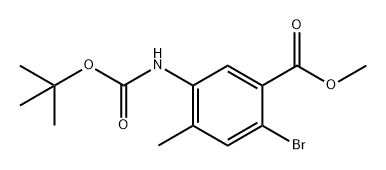 Benzoic acid, 2-bromo-5-[[(1,1-dimethylethoxy)carbonyl]amino]-4-methyl-, methyl ester Struktur