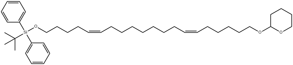 2H-Pyran, 2-[[(6Z,15Z)-20-[[(1,1-dimethylethyl)diphenylsilyl]oxy]-6,15-eicosadien-1-yl]oxy]tetrahydro- 结构式