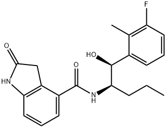 1H-Indole-4-carboxamide, N-[(1R)-1-[(S)-(3-fluoro-2-methylphenyl)hydroxymethyl]butyl]-2,3-dihydro-2-oxo- Struktur