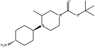 1-Piperazinecarboxylic acid, 4-(trans-4-aminocyclohexyl)-3-methyl-, 1,1-dimethylethyl ester Structure