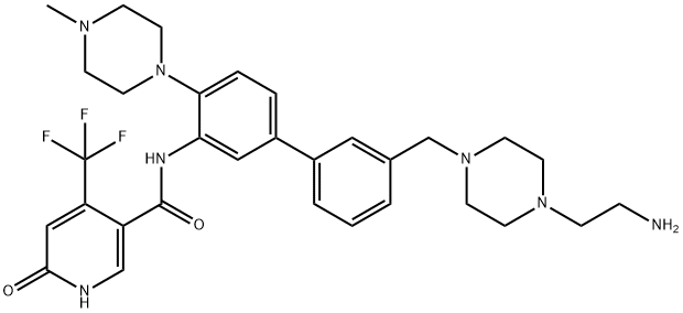 3-Pyridinecarboxamide, N-[3'-[[4-(2-aminoethyl)-1-piperazinyl]methyl]-4-(4-methyl-1-piperazinyl)[1,1'-biphenyl]-3-yl]-1,6-dihydro-6-oxo-4-(trifluoromethyl)- Structure