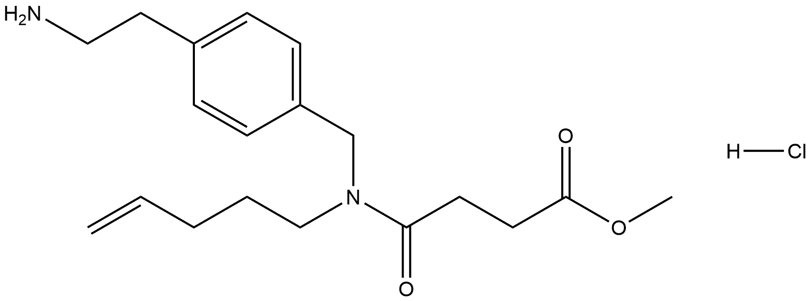 Butanoic acid, 4-[[[4-(2-aminoethyl)phenyl]methyl]-4-penten-1-ylamino]-4-oxo-, methyl ester, hydrochloride (1:1) Struktur