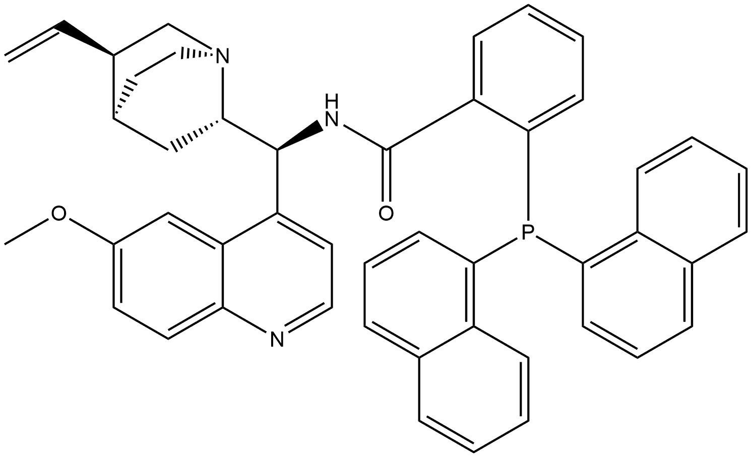 2-(二-1-萘基膦基)-N-[(8Α,9S)-6′-甲氧基辛可南-9-基]苯甲酰胺 结构式