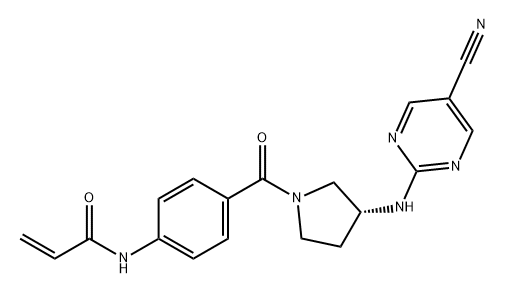 2-Propenamide, N-[4-[[(3R)-3-[(5-cyano-2-pyrimidinyl)amino]-1-pyrrolidinyl]carbonyl]phenyl]-,2407774-31-4,结构式