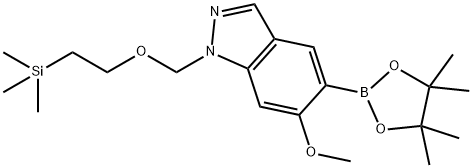 6-Methoxy-5-(4,4,5,5-tetramethyl-1,3,2-dioxaborolan-2-yl)-1-[[2-(trimethylsilyl)ethoxy]methyl]-1H-indazole Struktur