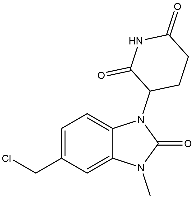 3-(5-(Chloromethyl)-3-methyl-2-oxo-2,3-dihydro-1H-benzo[d]imidazol-1-yl)piperidine-2,6-dione 化学構造式