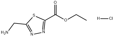 1,3,4-Thiadiazole-2-carboxylic acid, 5-(aminomethyl)-, ethyl ester, hydrochloride (1:1) 化学構造式