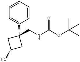 tert-butyl N-{[(1s,3s)-3-hydroxy-1-phenylcyclobutyl]methyl} carbamate Struktur