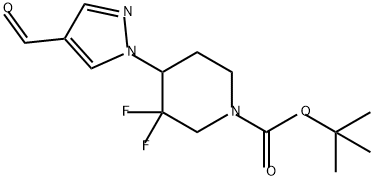 1-Piperidinecarboxylic acid, 3,3-difluoro-4-(4-formyl-1H-pyrazol-1-yl)-, 1,1-dimethylethyl ester Struktur