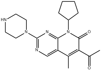 Pyrido[2,3-d]pyrimidin-7(8H)-one, 6-acetyl-8-cyclopentyl-5-methyl-2-(1-piperazinyl)- Struktur