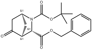 2-Azabicyclo[2.2.1]heptane-2,3-dicarboxylic acid, 5-oxo-, 2-(1,1-dimethylethyl) 3-(phenylmethyl) ester, (1S,3S,4S)- Struktur