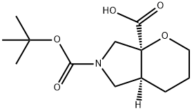 Pyrano[2,3-c]pyrrole-6,7a(2H,5H)-dicarboxylic acid, tetrahydro-, 6-(1,1-dimethylethyl) ester, (4aS,7aS)- Struktur