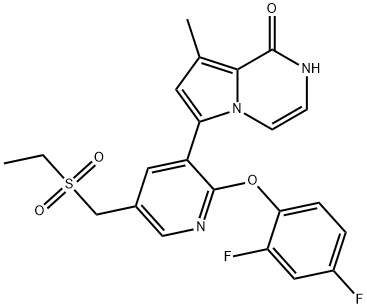 Pyrrolo[1,2-a]pyrazin-1(2H)-one, 6-[2-(2,4-difluorophenoxy)-5-[(ethylsulfonyl)methyl]-3-pyridinyl]-8-methyl-,2411226-02-1,结构式