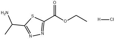 1,3,4-Thiadiazole-2-carboxylic acid, 5-(1-aminoethyl)-, ethyl ester, hydrochloride (1:1) Structure