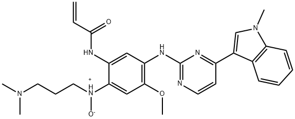 2-Propenamide, N-[2-[[2-(dimethylamino)ethyl]methyloxidoamino]-4-methoxy-5-[[4-(1-methyl-1H-indol-3-yl)-2-pyrimidinyl]amino]phenyl]- 化学構造式