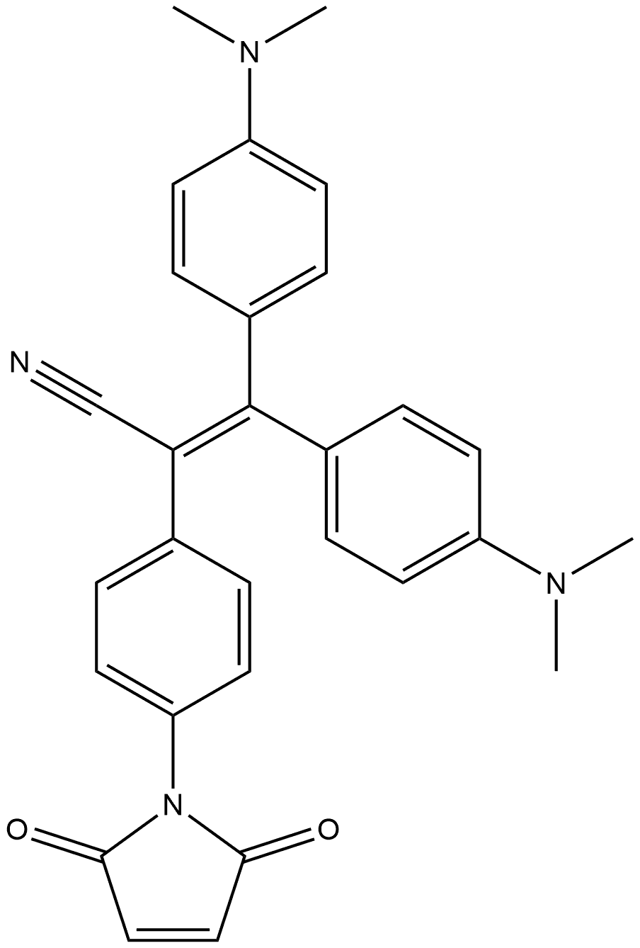 Benzeneacetonitrile, α-[bis[4-(dimethylamino)phenyl]methylene]-4-(2,5-dihydro-2,5-dioxo-1H-pyrrol-1-yl)- Structure