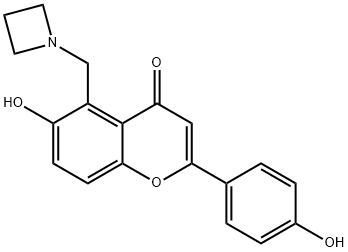 4H-1-Benzopyran-4-one, 5-(1-azetidinylmethyl)-6-hydroxy-2-(4-hydroxyphenyl)- Structure