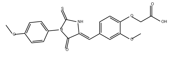 Acetic acid, 2-[2-methoxy-4-[(Z)-[1-(4-methoxyphenyl)-5-oxo-2-thioxo-4-imidazolidinylidene]methyl]phenoxy]- 化学構造式