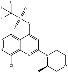 8-Chloro-2-[(3R)-3-methyl-4-morpholinyl]-1,7-naphthyridin-4-yl 1,1,1-trifluoromethanesulfonate,2411910-78-4,结构式