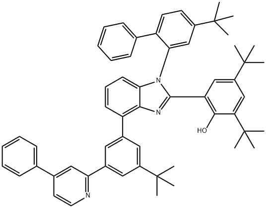 2,4-di-tert-butyl-6-(4-(3-(tert-butyl)-5-(4-phenylpyridin-2-yl)phenyl)-1-(4-(tert-butyl)-[1,1'-biphenyl]-2-yl)-1H-benzo[d]imidazol-2-yl)phenol Struktur