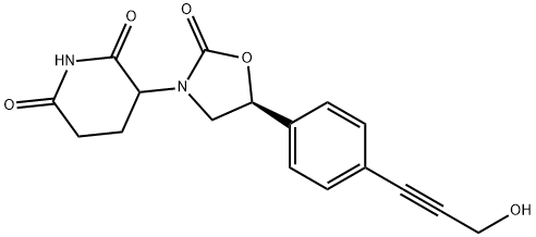 2,6-Piperidinedione, 3-[(5S)-5-[4-(3-hydroxy-1-propyn-1-yl)phenyl]-2-oxo-3-oxazolidinyl]-|3-((S)-5-(4-(3-羟基丙-1-炔-1-基)苯基)-2-氧代恶唑烷-3-基)哌啶-2,6-二酮