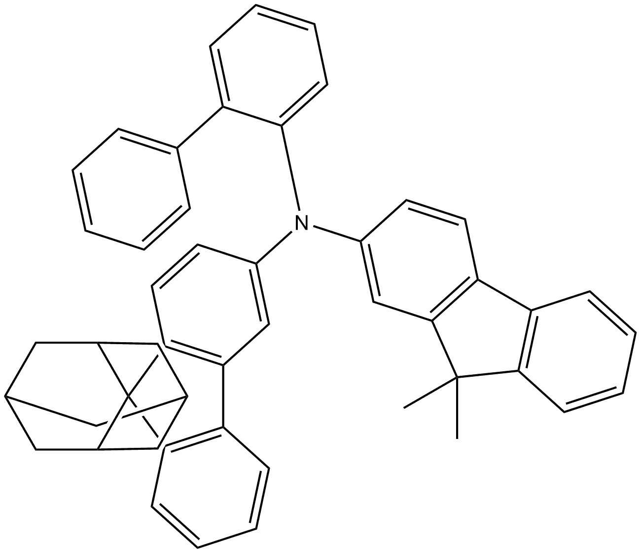 N-[1,1′-联苯]-2-基-N-(9,9-二甲基-9H-芴-2-基)-螺[9H-芴-9,2′-金刚烷]-3-胺 结构式