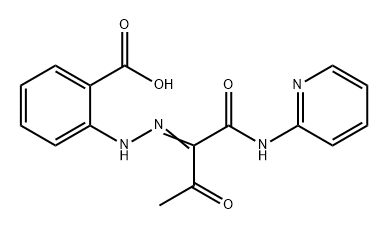 Benzoic acid, 2-[2-[2-oxo-1-[(2-pyridinylamino)carbonyl]propylidene]hydrazinyl]- 化学構造式