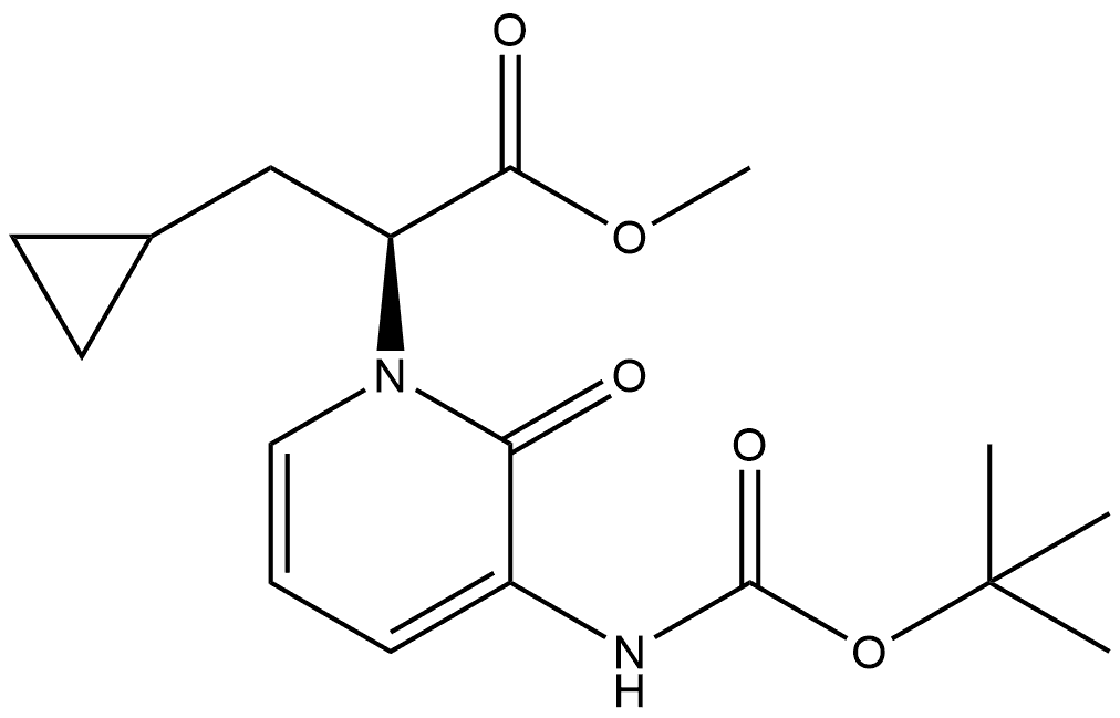 1(2H)-Pyridineacetic acid, α-(cyclopropylmethyl)-3-[[(1,1-dimethylethoxy)carbonyl]amino]-2-oxo-, methyl ester, (αS)- Structure