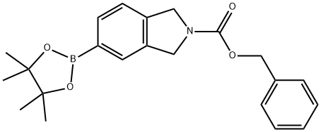 2H-Isoindole-2-carboxylic acid, 1,3-dihydro-5-(4,4,5,5-tetramethyl-1,3,2-dioxaborolan-2-yl)-, phenylmethyl ester 化学構造式