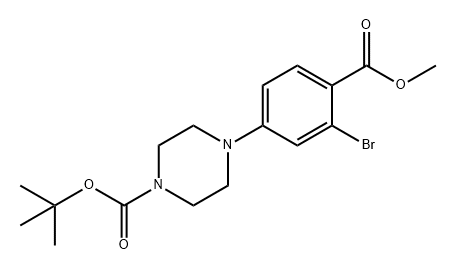 1-Piperazinecarboxylic acid, 4-[3-bromo-4-(methoxycarbonyl)phenyl]-, 1,1-dimethylethyl ester Structure