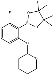 2H-Pyran, 2-[3-fluoro-2-(4,4,5,5-tetramethyl-1,3,2-dioxaborolan-2-yl)phenoxy]tetrahydro- 化学構造式