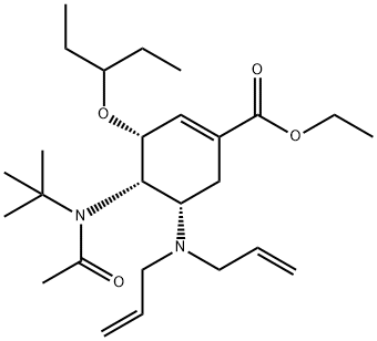 1-Cyclohexene-1-carboxylic acid, 4-[acetyl(1,1-dimethylethyl)amino]-5-(di-2-propen-1-ylamino)-3-(1-ethylpropoxy)-, ethyl ester, (3R,4S,5S)- Structure