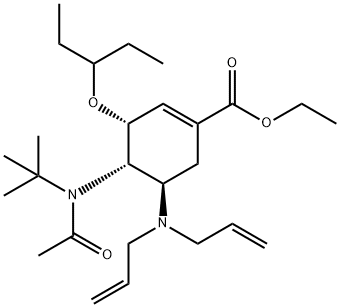 1-Cyclohexene-1-carboxylic acid, 4-[acetyl(1,1-dimethylethyl)amino]-5-(di-2-propen-1-ylamino)-3-(1-ethylpropoxy)-, ethyl ester, (3R,4S,5R)- Structure