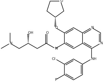 Butanamide, N-[4-[(3-chloro-4-fluorophenyl)amino]-7-[[(3R)-tetrahydro-3-furanyl]oxy]-6-quinazolinyl]-4-(dimethylamino)-3-hydroxy-, (3R)- Structure